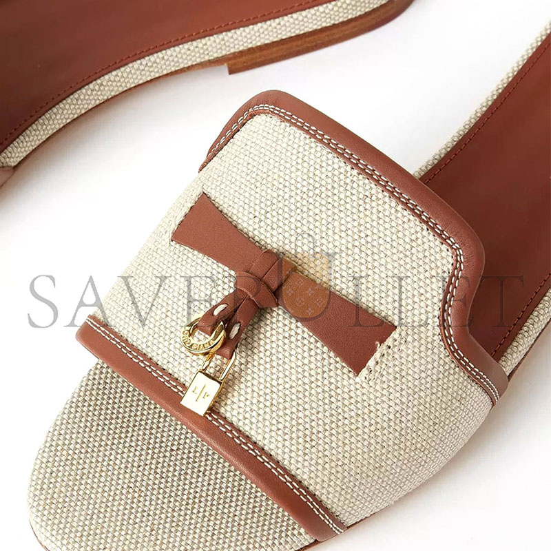 LORO PIANA SUMMER CHARMS FLAT SANDALS IN CANVAS 